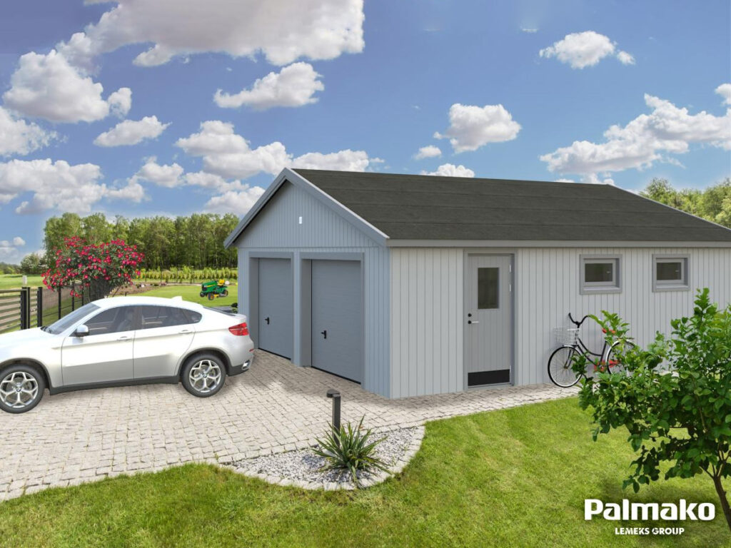 1_Palmako_garage_Andre_44.7_m2_with_sectional_door_grey_2Bwhite_wb